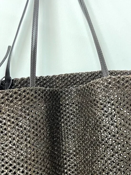 The Row Barn geometric nylon tote with leather handles, black - Picture 9 of 12